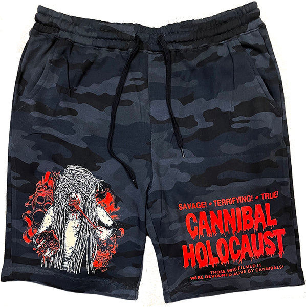 CANNIBAL HOLOCAUST BLACK CAMO JOGGER SHORTS